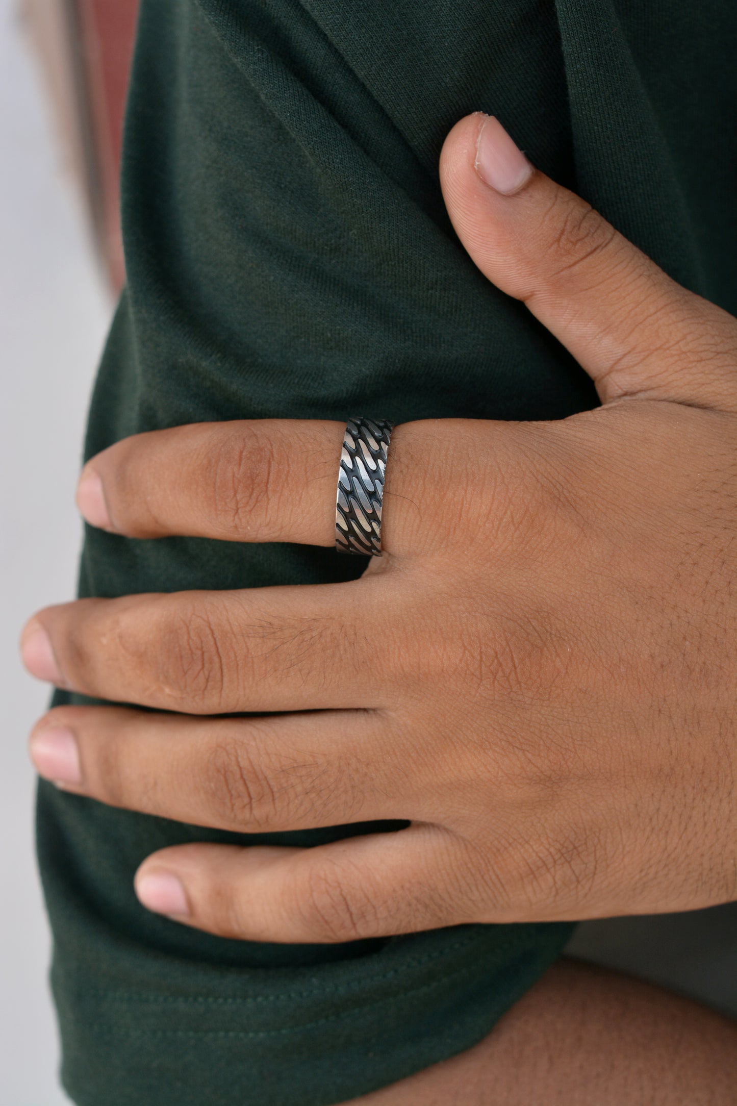 Chain Stripes Titanium Grade Steel Ring