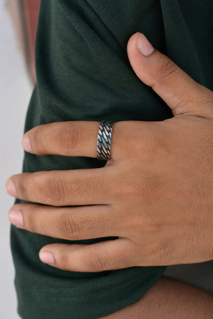 Chain Stripes Titanium Grade Steel Ring