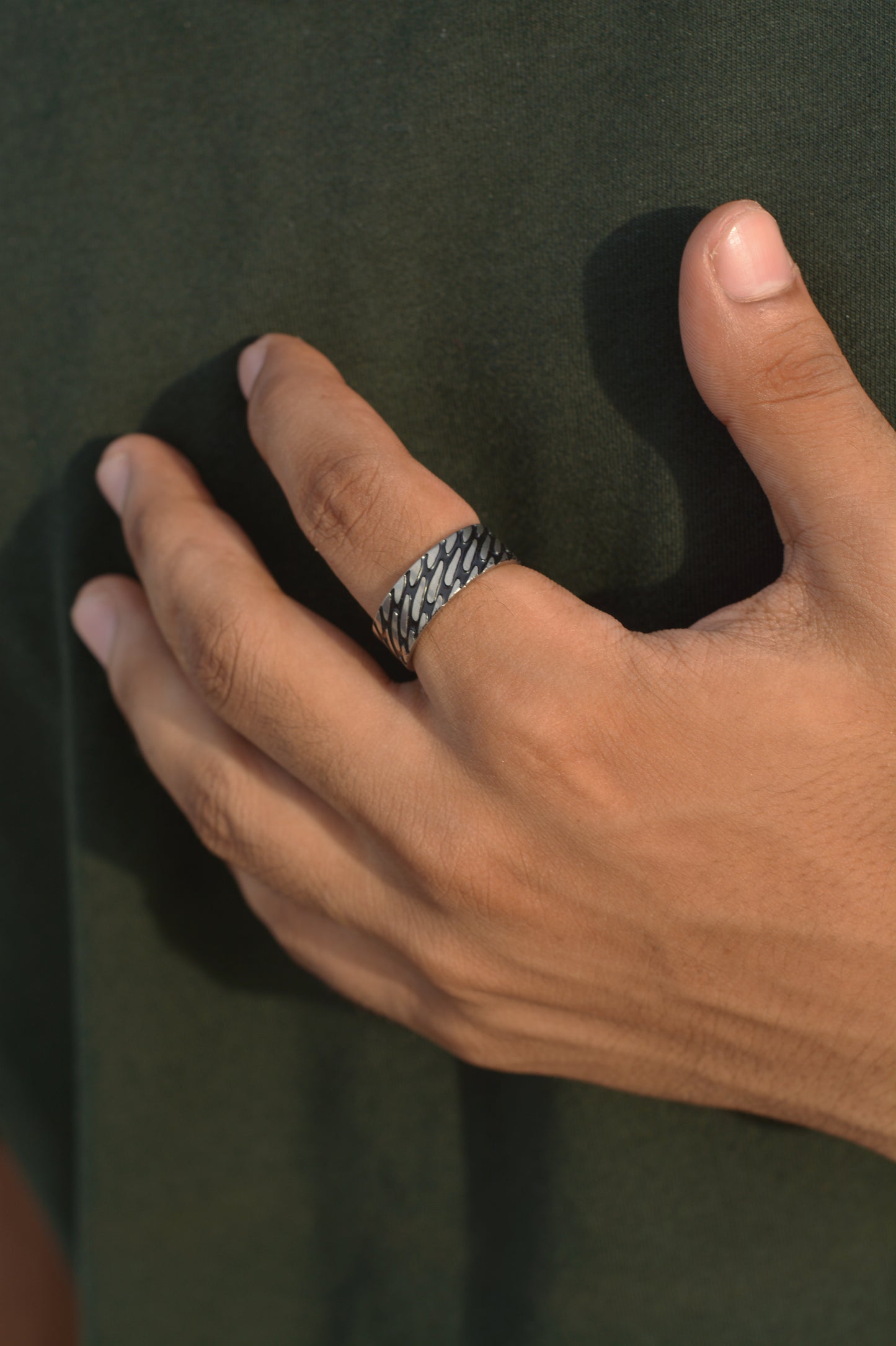 Chain Stripes Titanium Grade Steel Ring