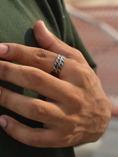 Chain Stripes Titanium Grade Steel Ring
