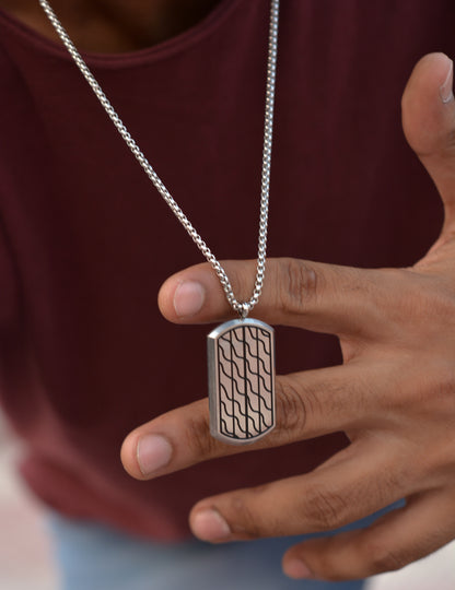 Wave Pattern Dog Tag Necklace