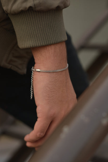 Silver Double Box Chain Bracelet