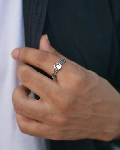 Silver Chevron Statement Adjustable Ring