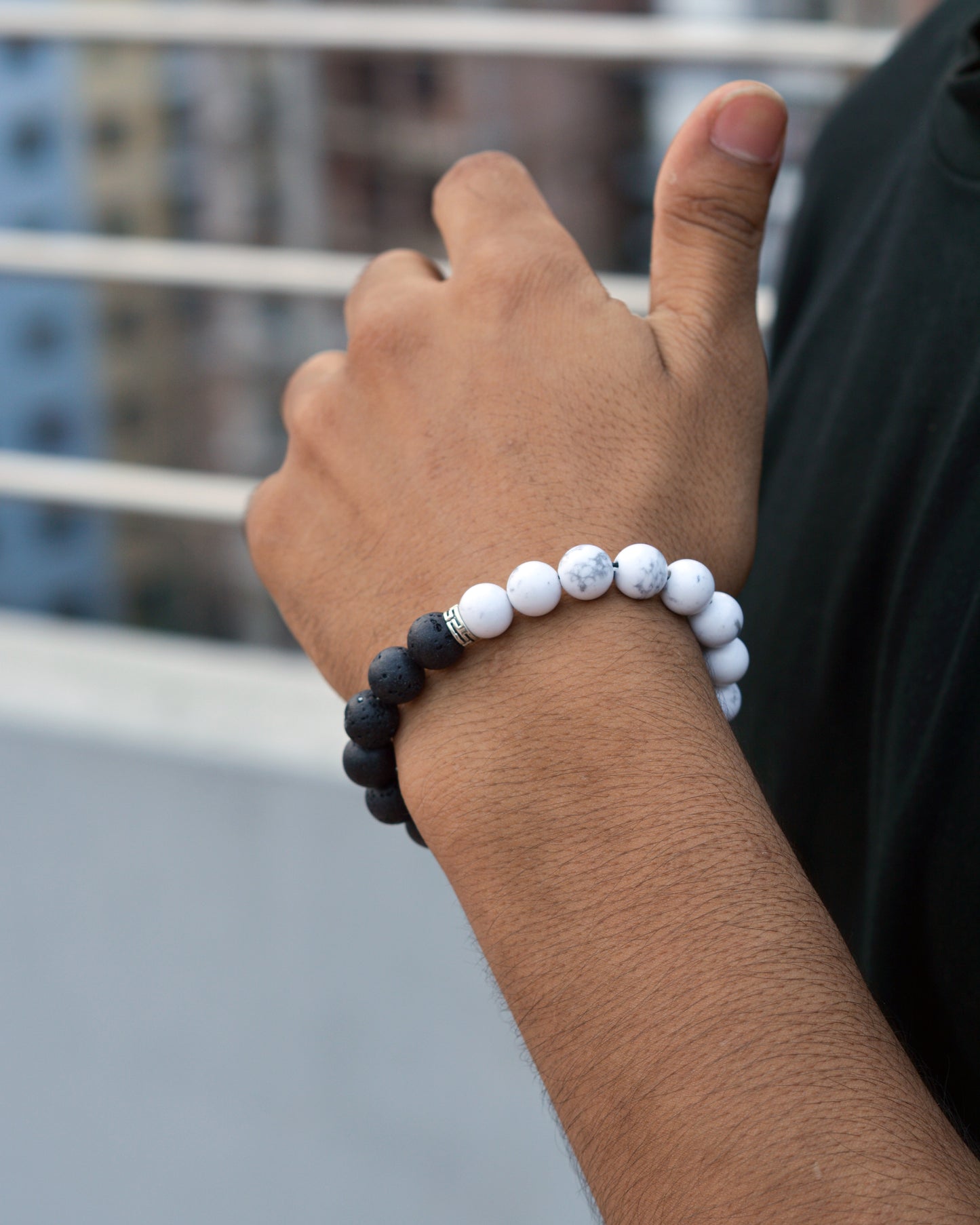 Yin-Yang Lava Stone Bracelet