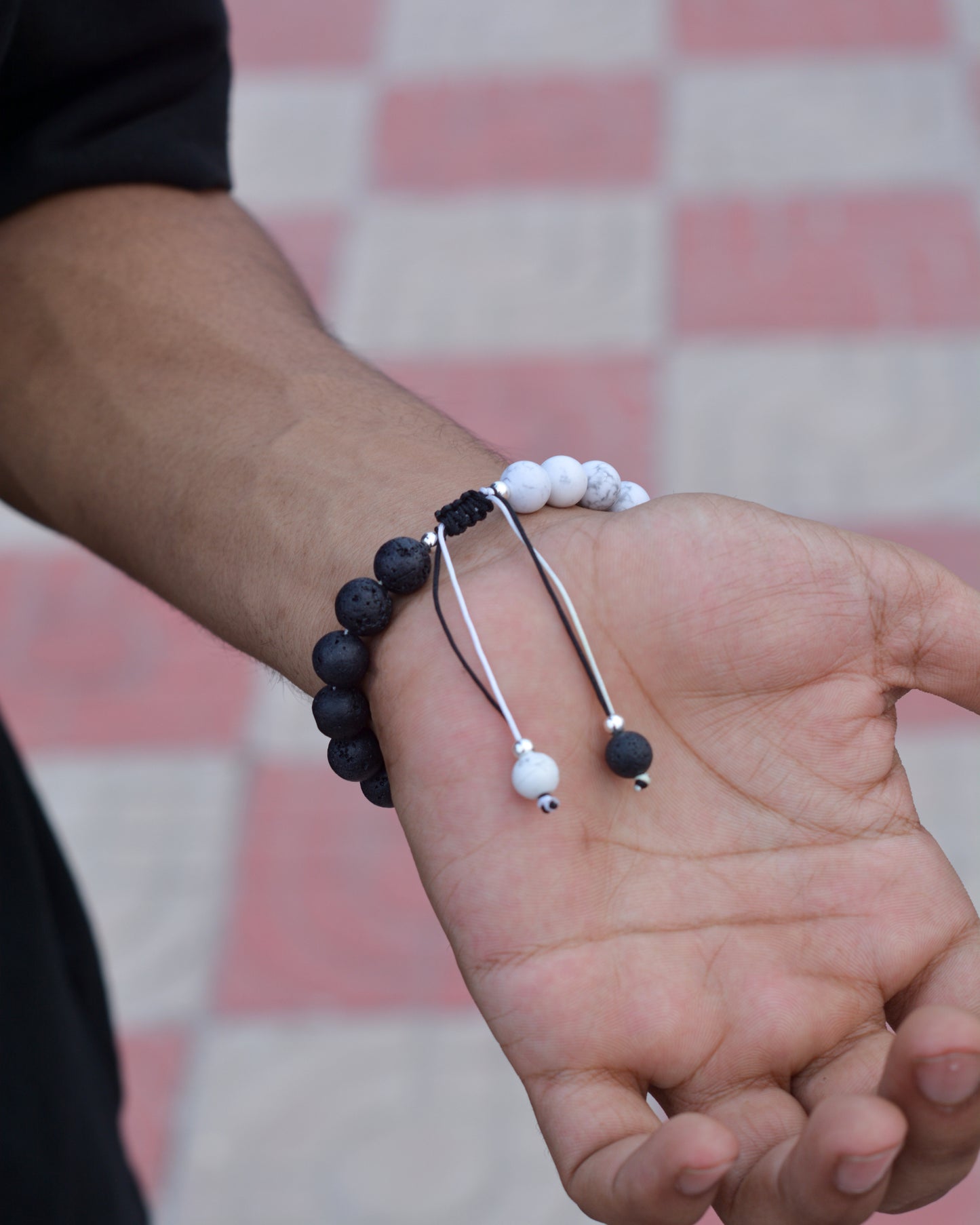 Yin-Yang Lava Stone Bracelet