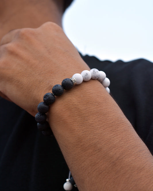 Yin-Yang Lava Stone Bracelet