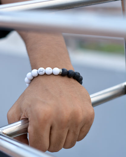 Yin-Yang Lava Stone Bracelet