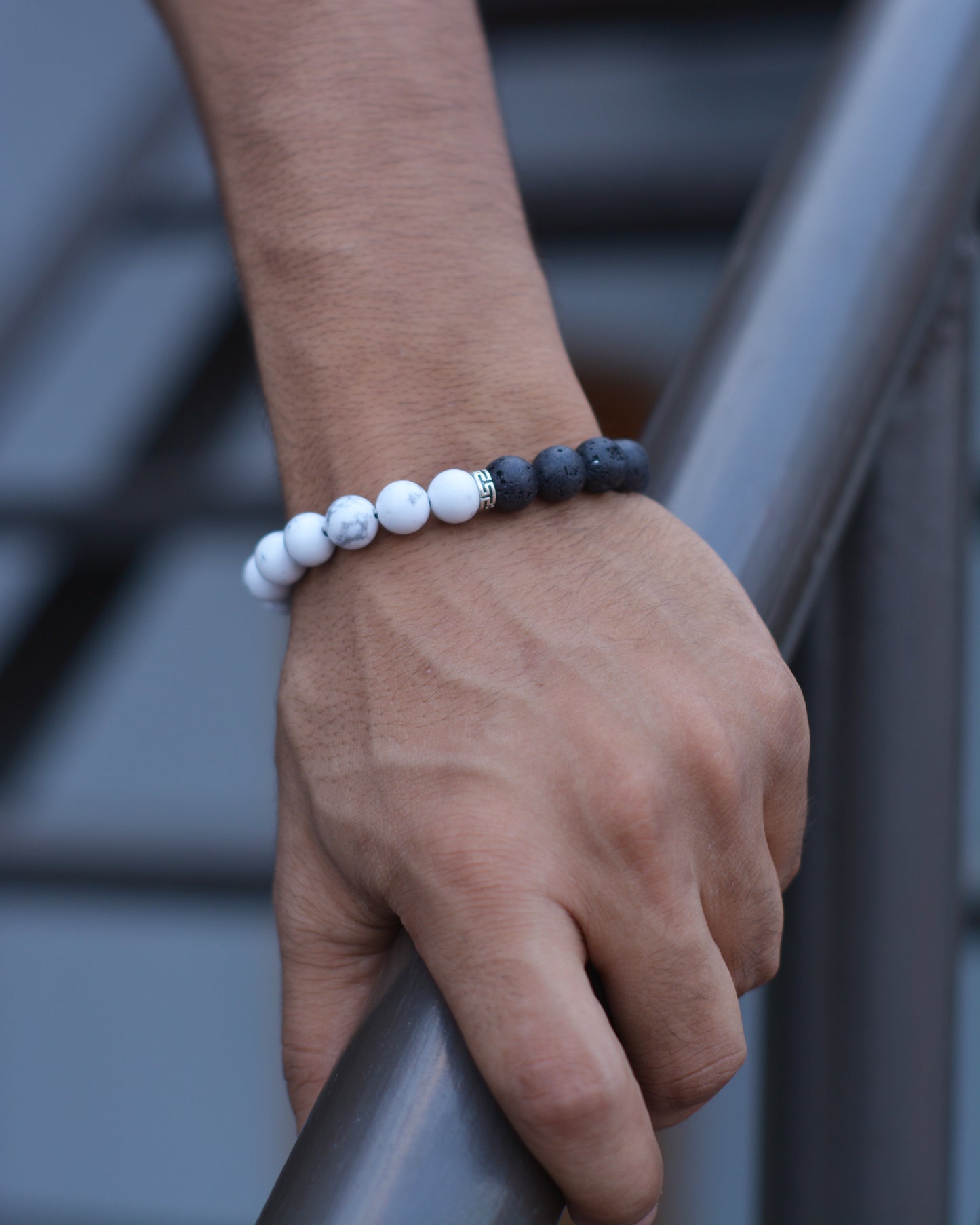 Yin-Yang Lava Stone Bracelet