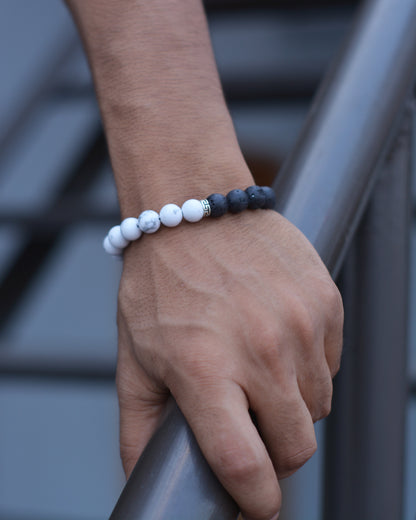 Yin-Yang Lava Stone Bracelet