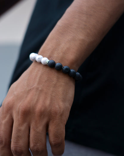 Yin-Yang Lava Stone Bracelet