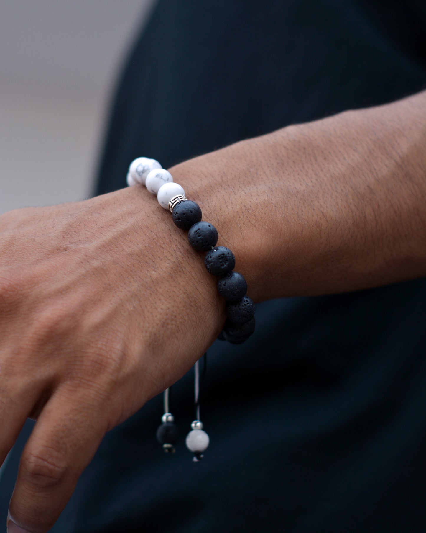 Yin-Yang Lava Stone Bracelet