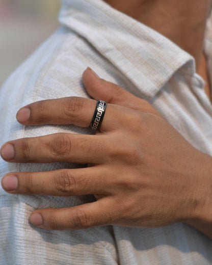 Black Greek Key Ring