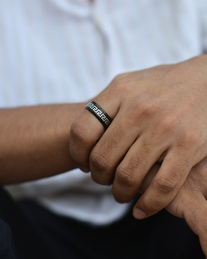 Black Greek Key Ring