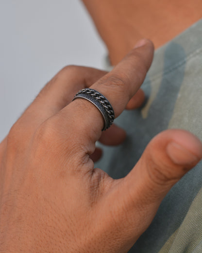 Retro Chain Link Spinner Band Ring