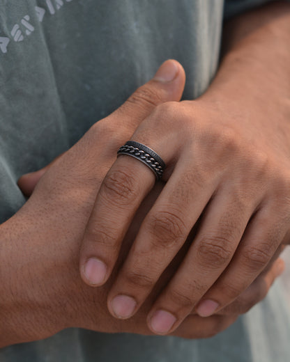 Retro Chain Link Spinner Band Ring