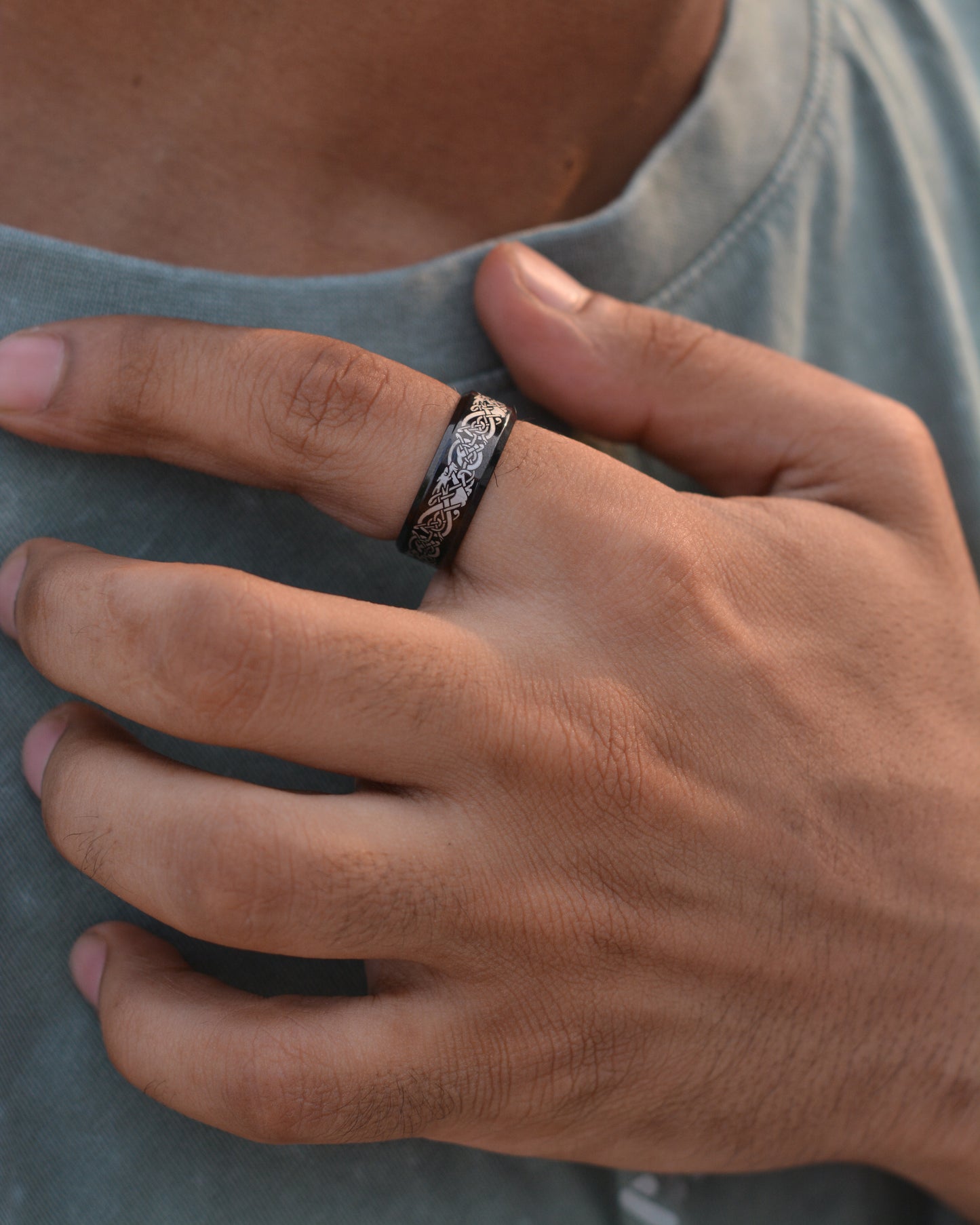 Celtic Dragon Band Ring