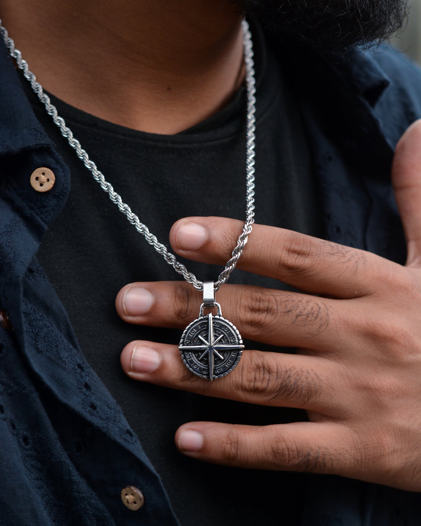 Viking Compass Pendant Necklace