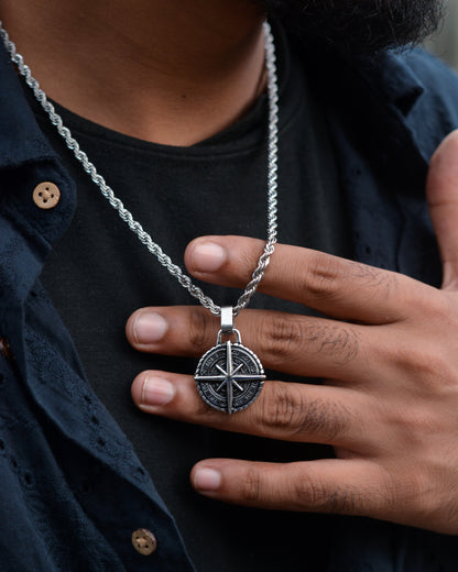 Viking Compass Pendant Necklace