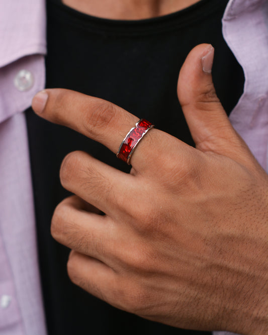 Crimson Cipher Adjustable Ring