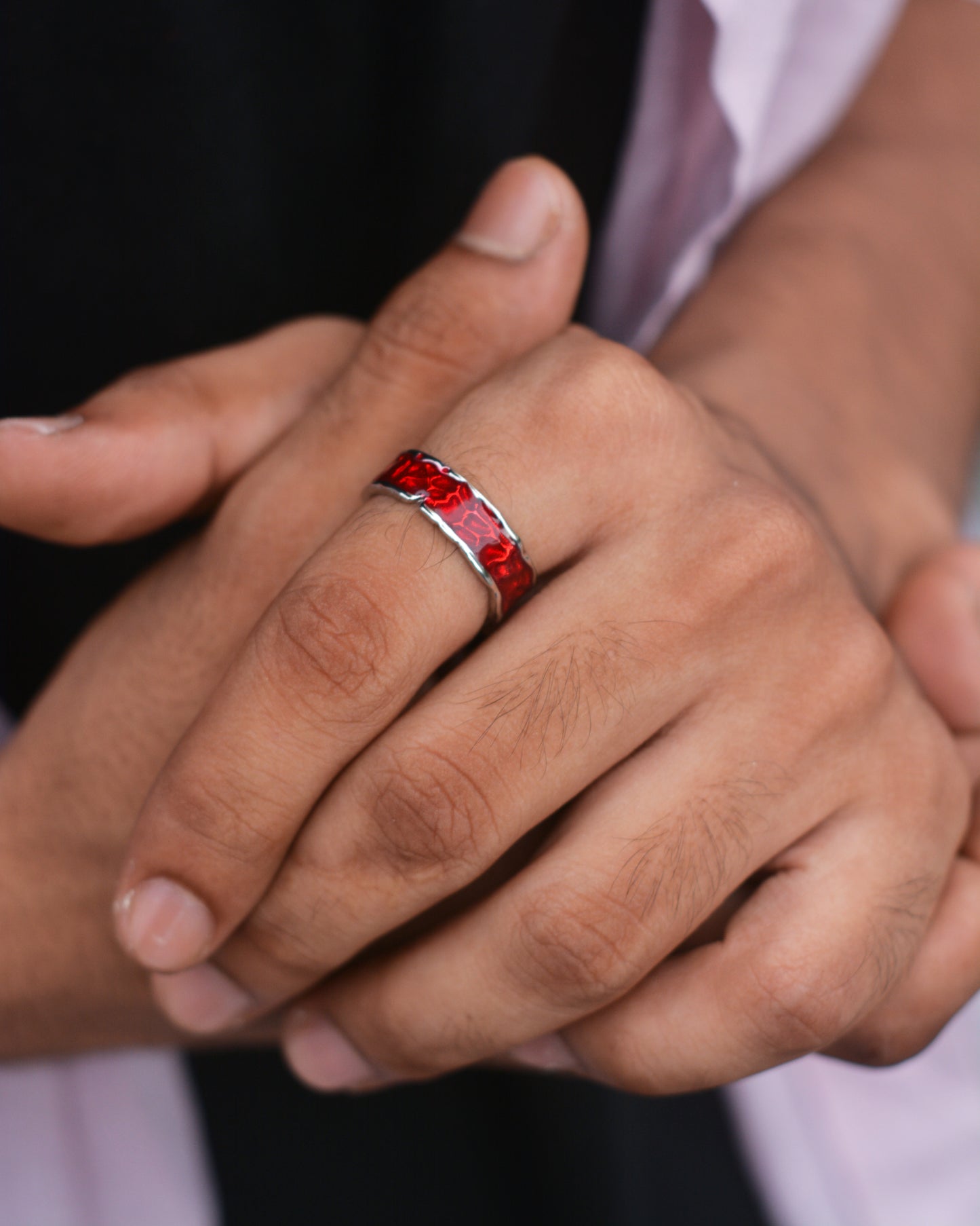 Crimson Cipher Adjustable Ring