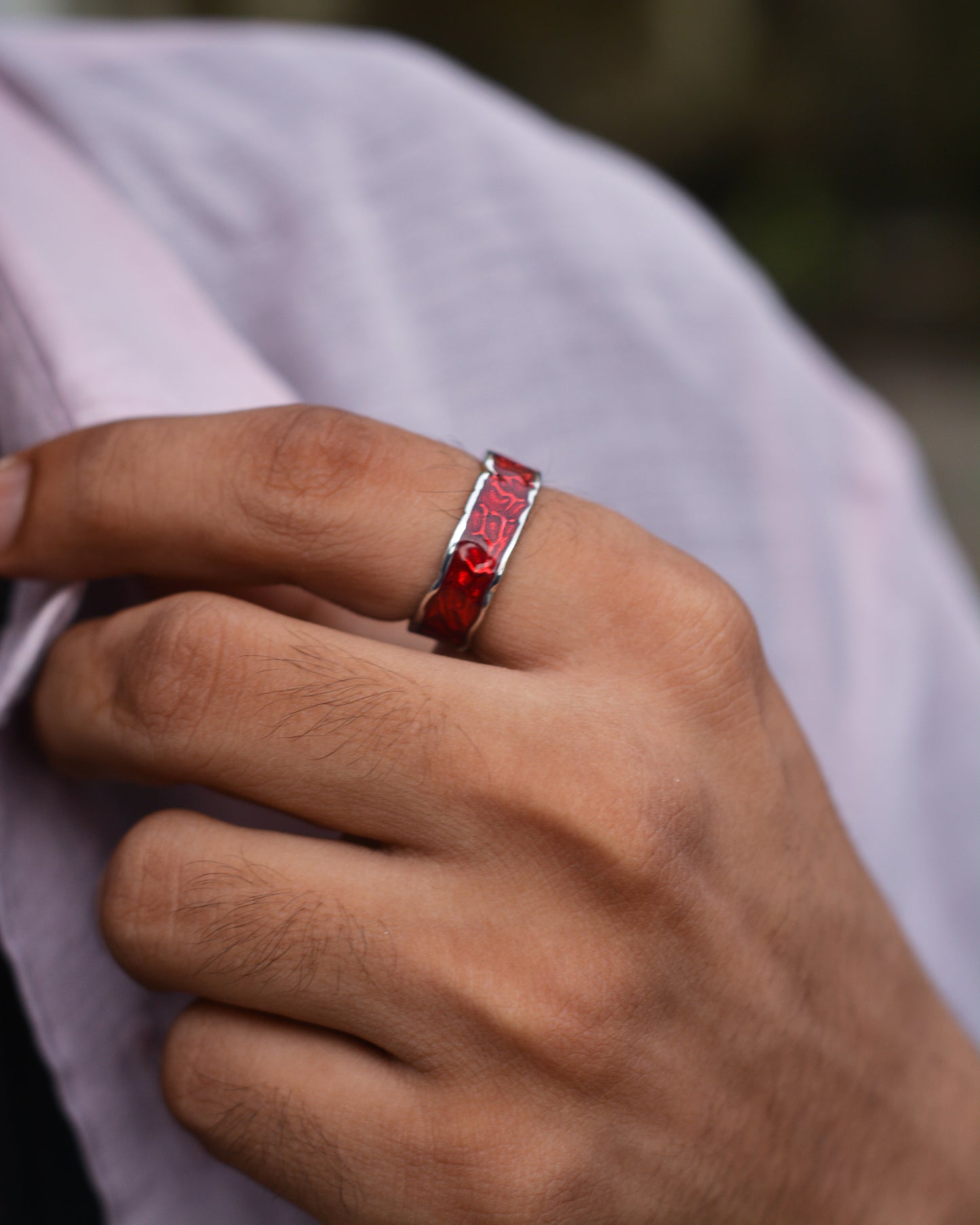 Crimson Cipher Adjustable Ring