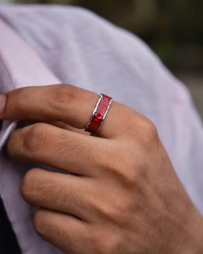 Crimson Cipher Adjustable Ring