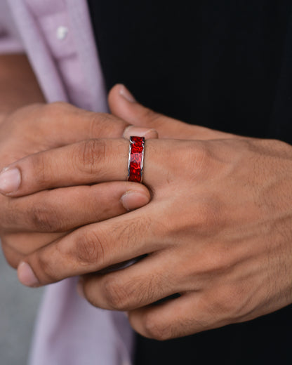 Crimson Cipher Adjustable Ring