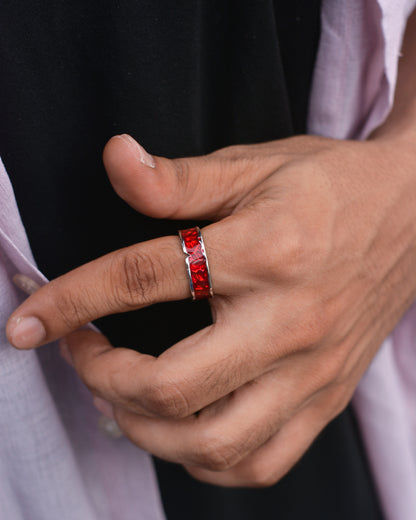 Crimson Cipher Adjustable Ring