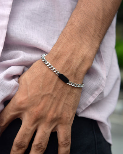 Midnight Silver Curb Bracelet