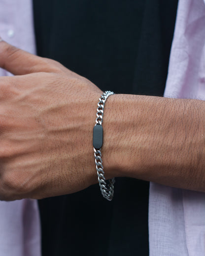 Midnight Silver Curb Bracelet