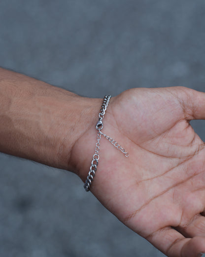 Midnight Silver Curb Bracelet