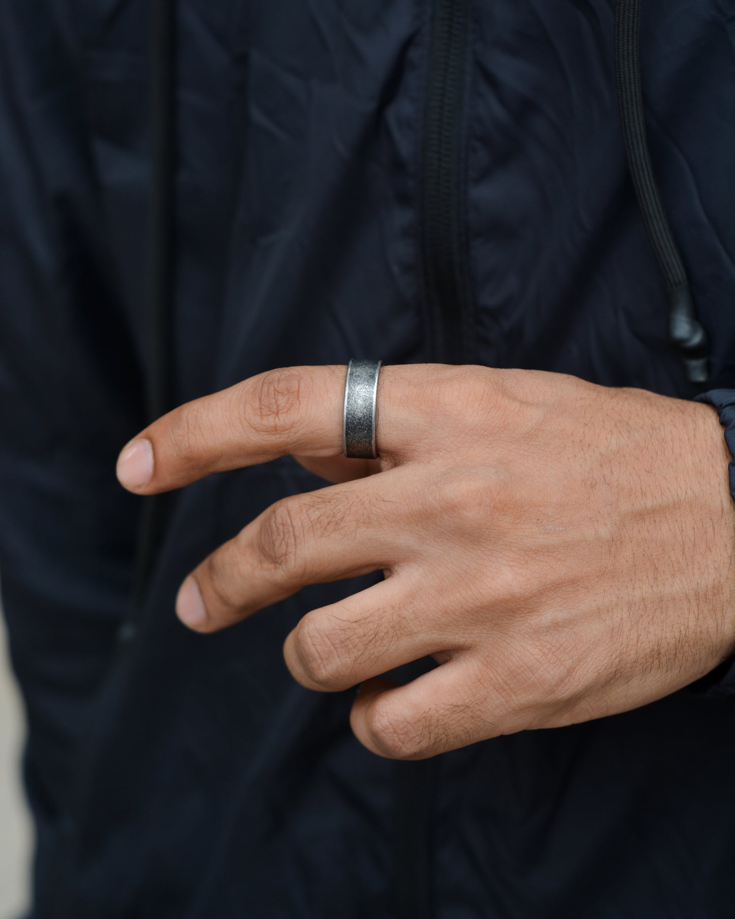 Classic Retro Gray Titanium Ring
