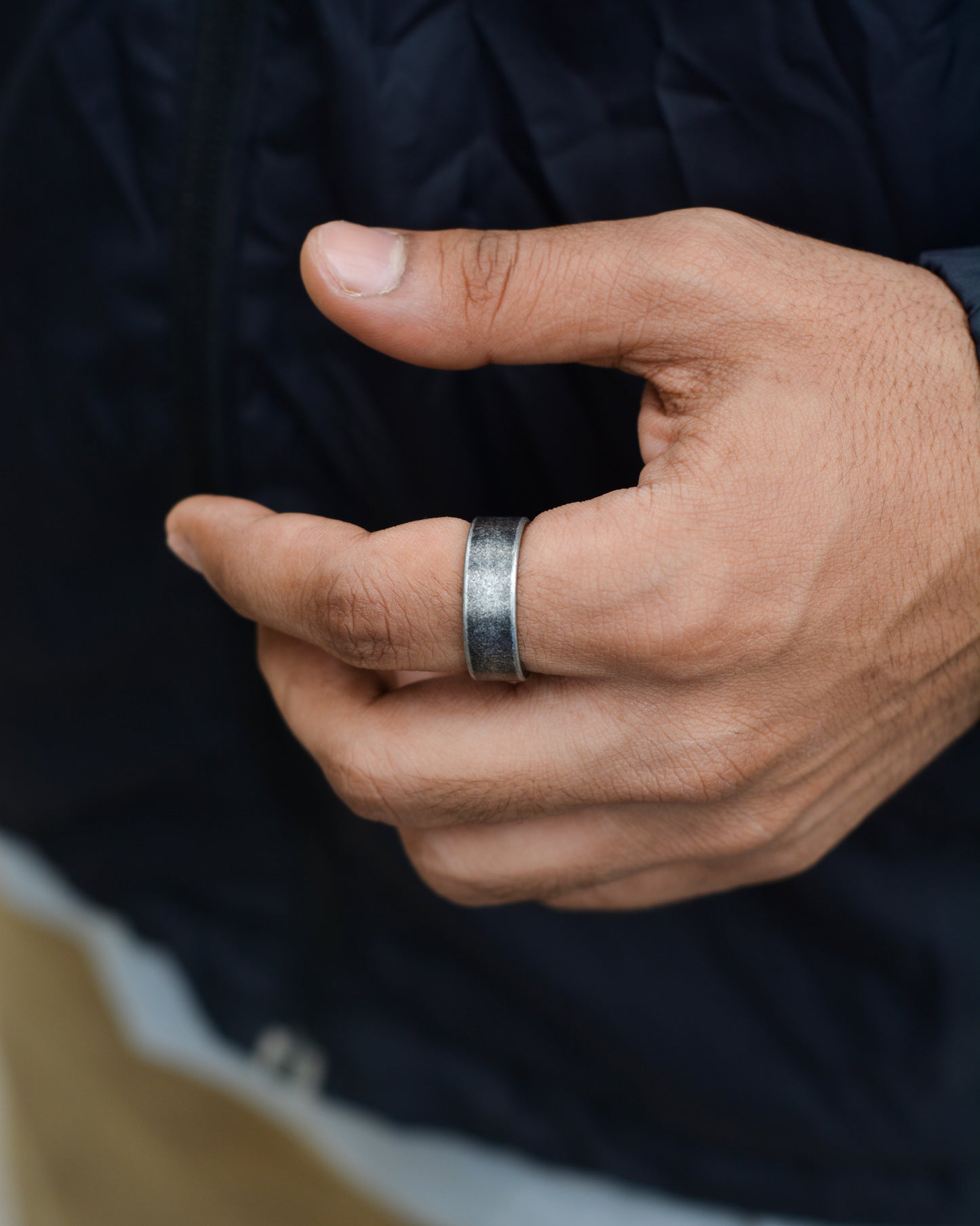 Classic Retro Gray Titanium Ring