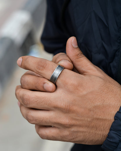 Classic Retro Gray Titanium Ring