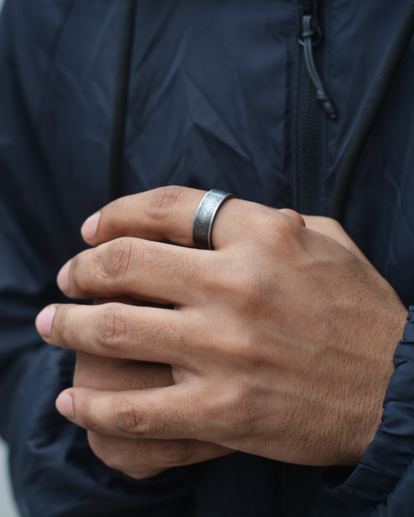Classic Retro Gray Titanium Ring