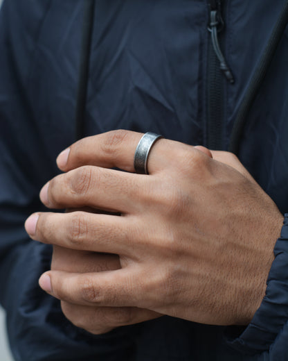 Classic Retro Gray Titanium Ring