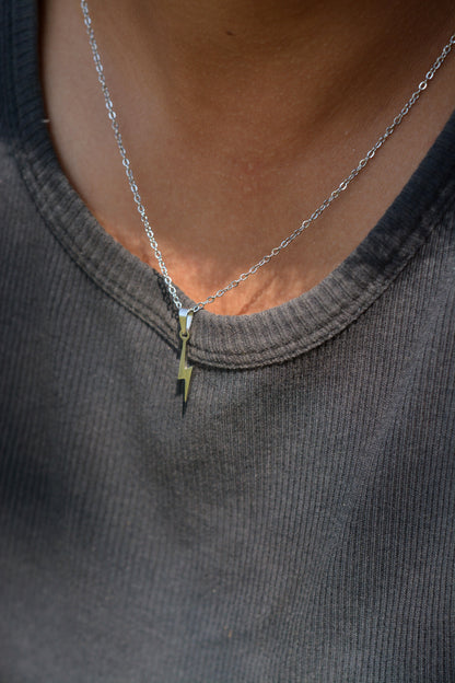 Small Silver Lightning Bolt Necklace