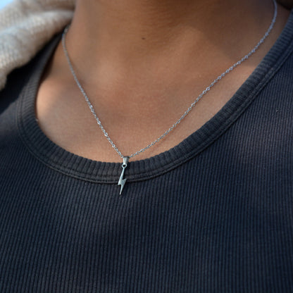 Small Silver Lightning Bolt Necklace