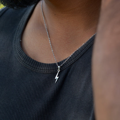Small Silver Lightning Bolt Necklace