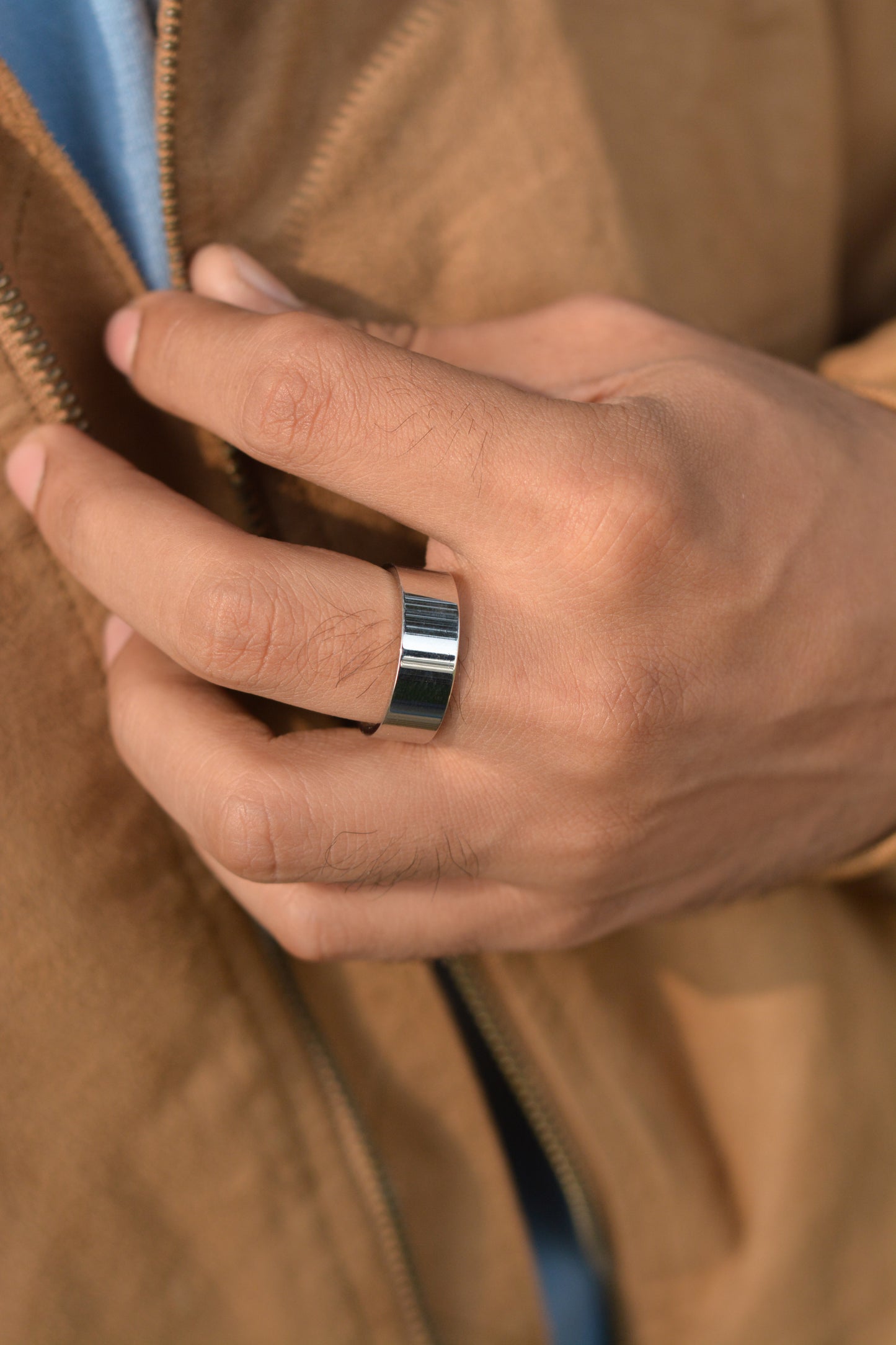 Solid Silver 8mm Stainless Steel Ring