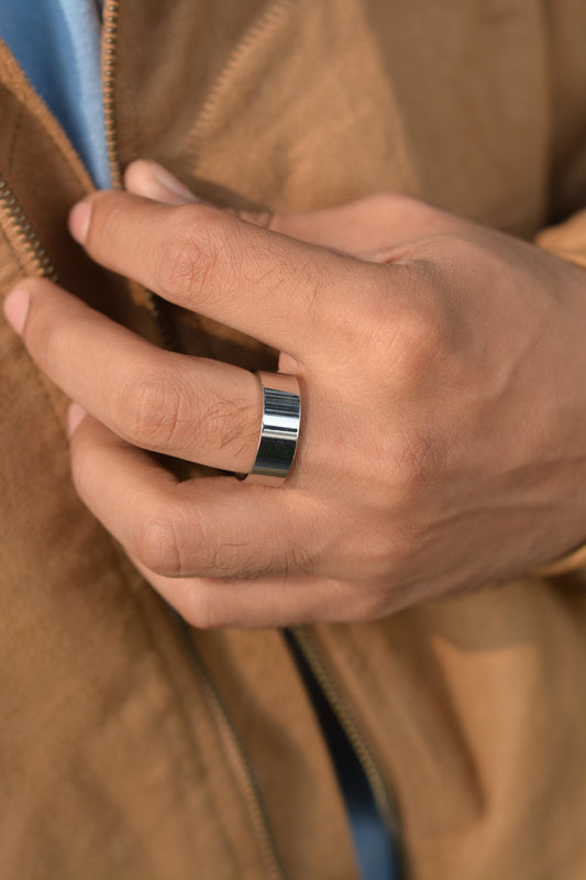 Solid Silver 8mm Stainless Steel Ring