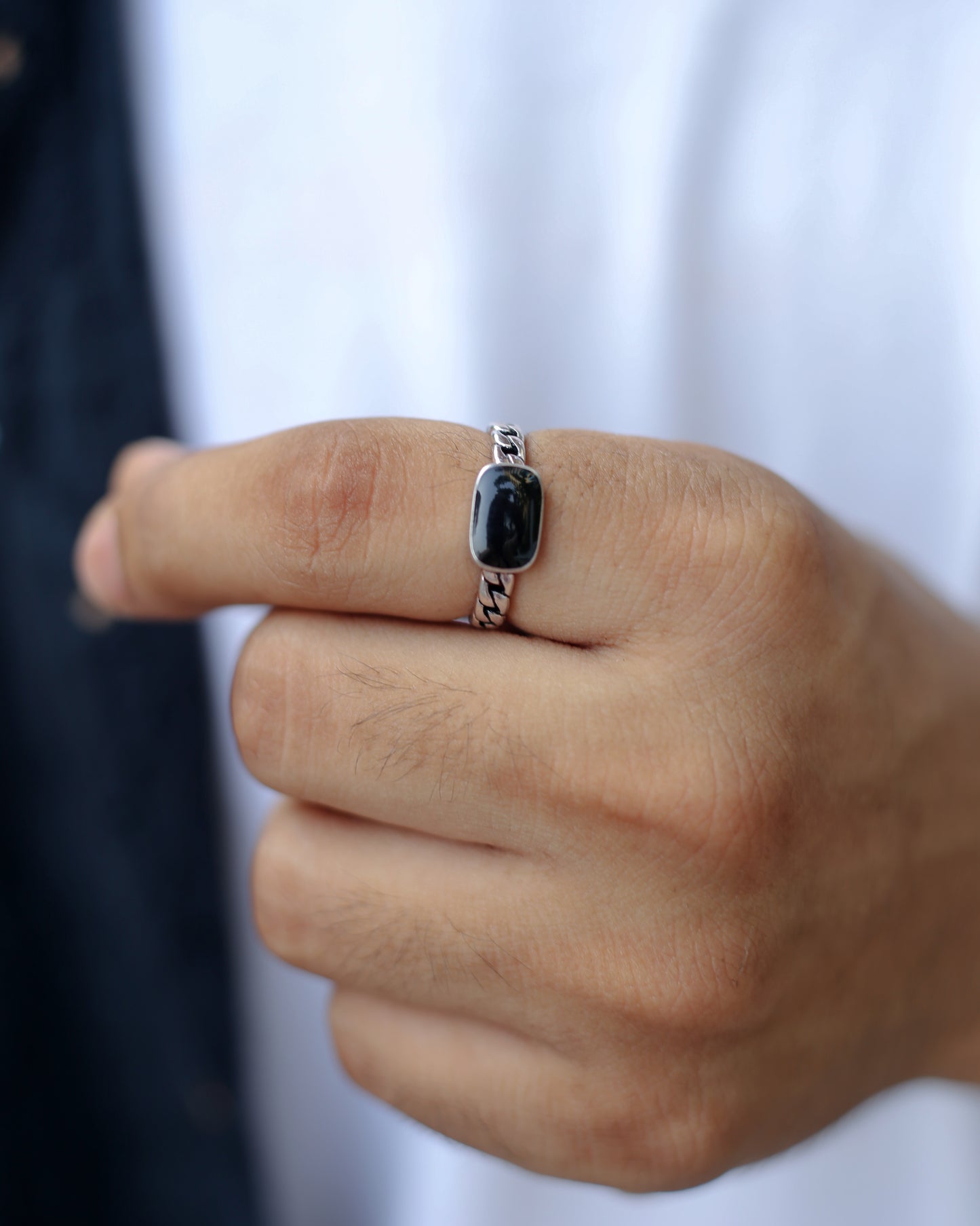 Onyx Curb Adjustable Ring