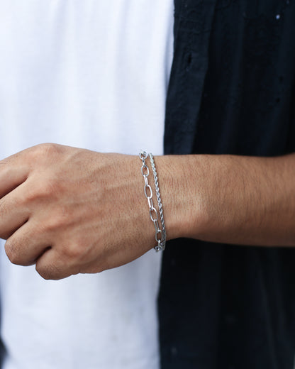 Silver Dual Chain Elegance Bracelet