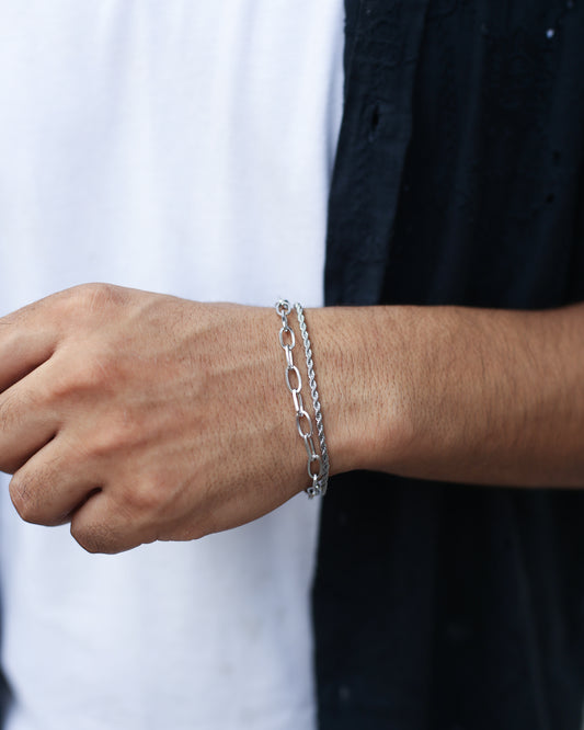 Silver Dual Chain Elegance Bracelet