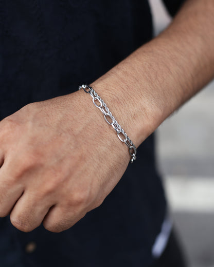 Silver Dual Chain Elegance Bracelet