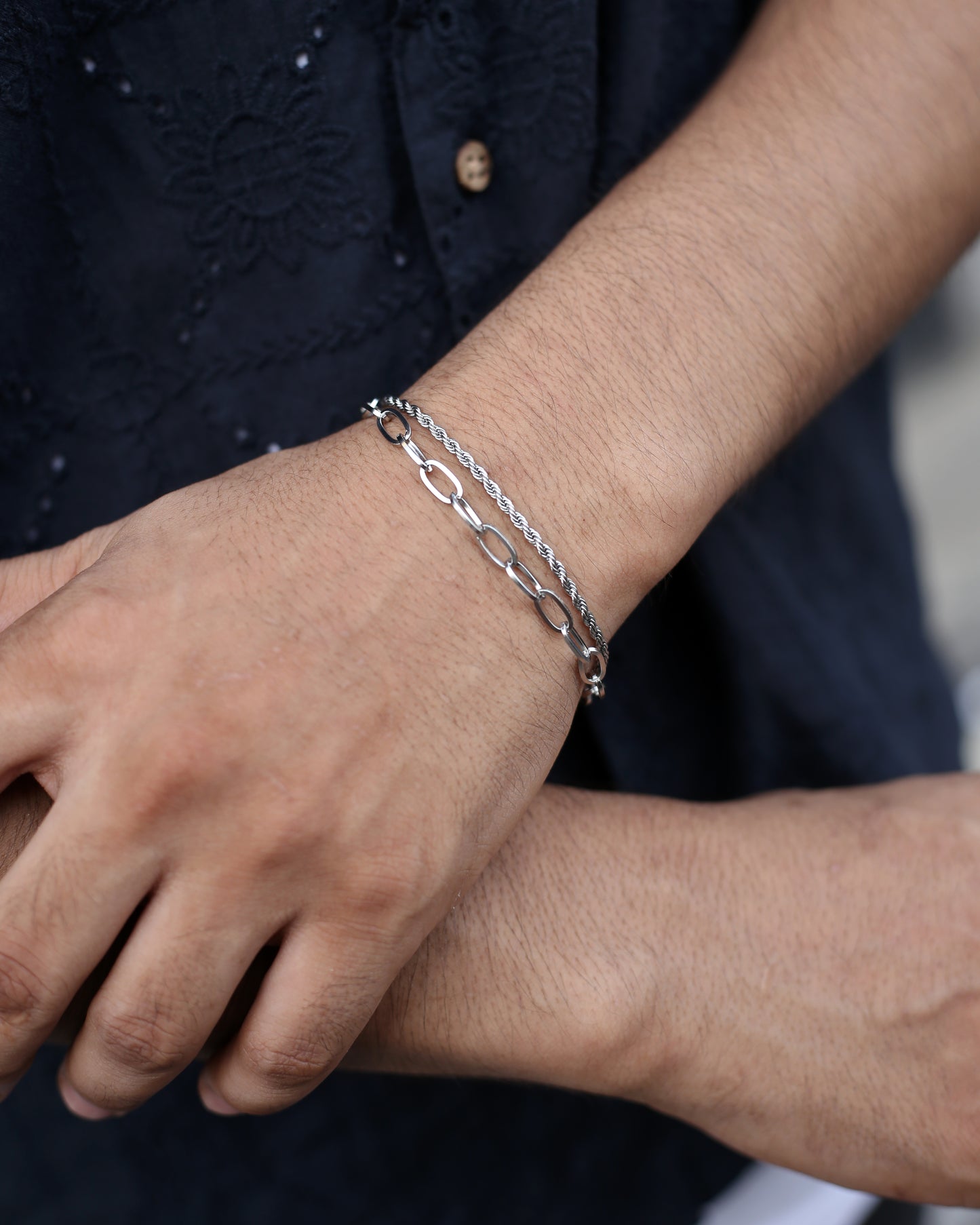 Silver Dual Chain Elegance Bracelet