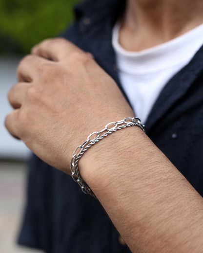 Silver Dual Chain Elegance Bracelet