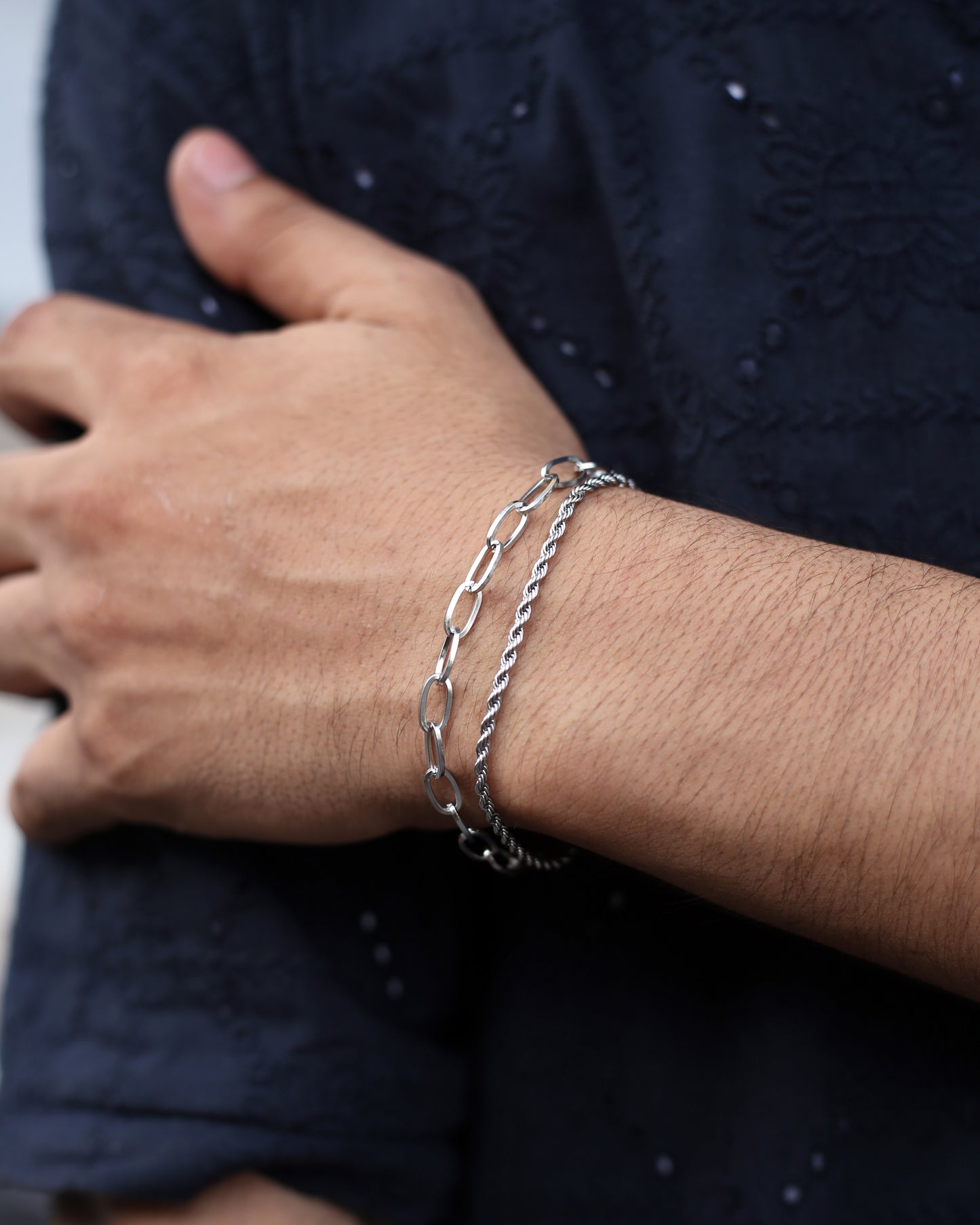 Silver Dual Chain Elegance Bracelet