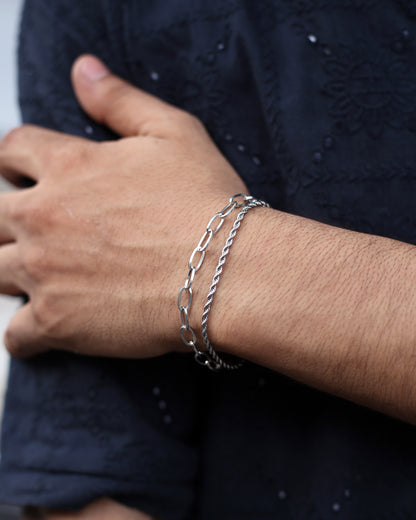 Silver Dual Chain Elegance Bracelet