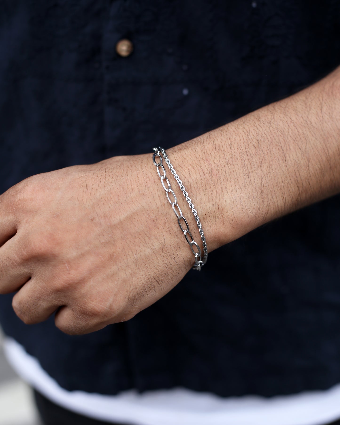 Silver Dual Chain Elegance Bracelet
